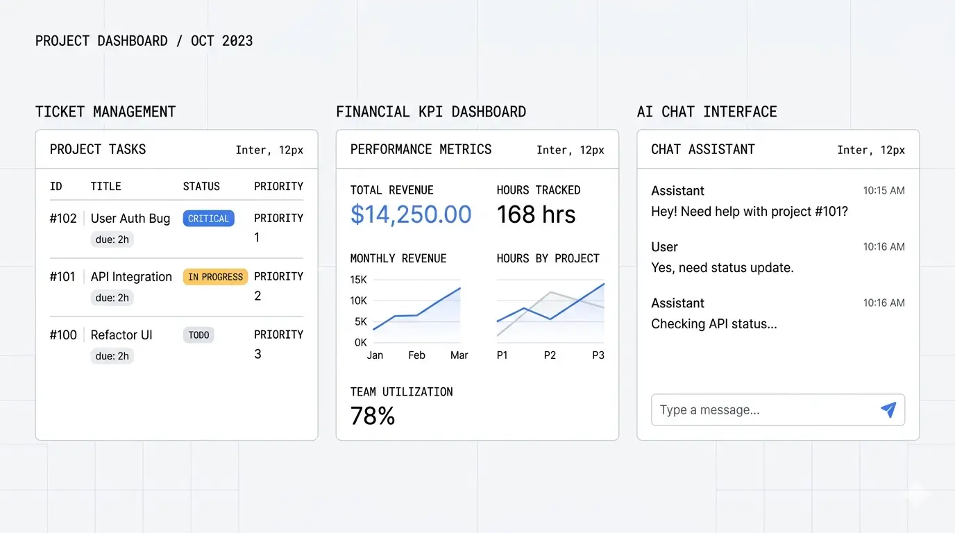 Onymia Partner Platform dashboard thumbnail showing tickets, budget, and AI support modules
